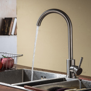 Kitchen Faucet 304 Stainless Steel Single Handle 360 Degree Rotate Deck Mounted Modern Style Ceramic Valve Core - Product Image 4