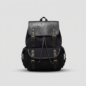 Premium <b>Leather</b> Canvas Bag Packs Handmade Fashion <b>Backpacks</b> for <b>Laptop</b> Travel School Office and Casual Lifestyle - Product Image 2