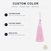Pendentif à pompon en alliage de zinc, perle en polyester, porte-clés, breloque de sac, 120 mm, perle de 10 mm, couleur personnalisée