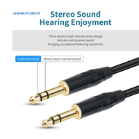 Câble audio pour console de mixage de guitare stéréo 6.35mm TRS mâle à mâle 1/4 plaqué or 1m 2m 3m