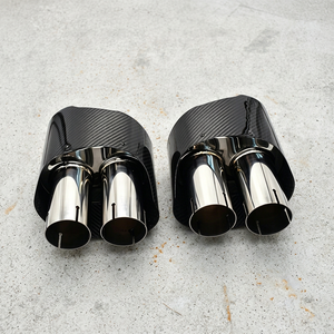 Puntas de escape cuádruples de fibra de carbono real de alta calidad para Audi A3 A4 A5 A6 A7, salida ovalada grande, estilo RS, acabado brillante, ajuste directo - Product Image 4