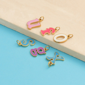 Dijes Iniciales de Acero Inoxidable Esmaltados en Colores, de la A a la Z |   Colgante de Letras Mayúsculas Chapado en Oro PVD de 18K para Fabricación de Joyería DIY - Product Image 2