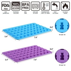 L'usine MUYULINS peut personnaliser des moules à bonbons en forme d'ours à 50 cavités, en silicone antiadhésif de qualité platine LFGB, sans BPA. - Product Image 2