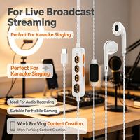 Écouteurs filaires Type C pour diffusion en direct, avec six boutons de commande intégrés, pour karaoké, enregistrement, jeux et diffusion en direct