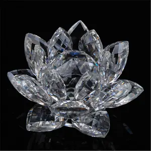 Modèle de fleur de lotus en verre cristal K9 de haute qualité pour cadeaux de décoration de maison, vente en gros