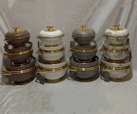Luxuriöser Marmor-Stil Speisenwärmer 1L 2L 3L Isoliertes Auflaufformen-Set für Hochzeiten, Partys, Ramadan, Hot Pot mit Goldverzierungen