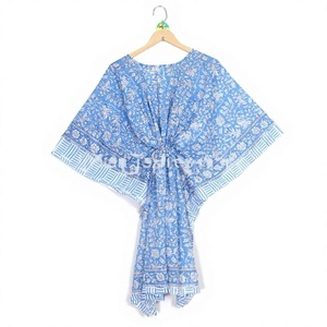 Chaqueta Acolchada Informal Ligera y Lavable, 100% Algodón Puro, Cuello en V, Estilo Túnica Midi, con Borlas, Estampado Floral Bohemio, Manga Corta - Product Image 1