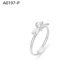 เอมี่ เอมี่แฟชั่นริง A0197 ดีไซน์โบว์ 925 ชุบเงินสำหรับผู้หญิงสวมใส่ทุกวันของขวัญเครื่องประดับสไตล์อินเทรนด์ - Product Image 1
