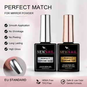 Nail Art Private Label 15ml Base de cromo Gel Polish Perfect Mirror Metallic Nail Effect No Wipe Gel Top Coat - Product Image 5