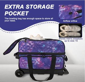 Double <b>Bowling</b> Roller 2 Ball <b>Bowling</b> Bag with Separate Shoe Compartment 2 Ball <b>Bowling</b> Bag with Wheels - Product Image 3