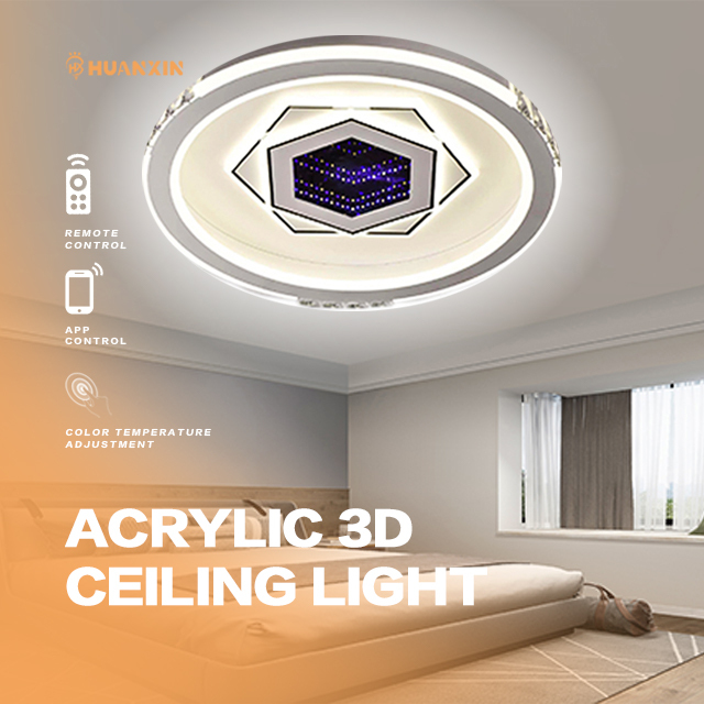 Ganwa Modern Nordic Style Round 3D Dimmable LED Ceiling Light with Smart Remote Control Metal Base