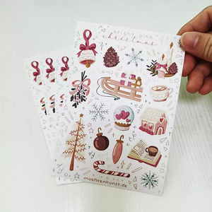 Feuille d'autocollant <span class=keywords><strong>de</strong></span> décoration <span class=keywords><strong>de</strong></span> Noël personnalisé A4 A5 A6 taille brillante/mate/pailletée film laminé imperméable vinyle impression baiser coupe - Product Image 4