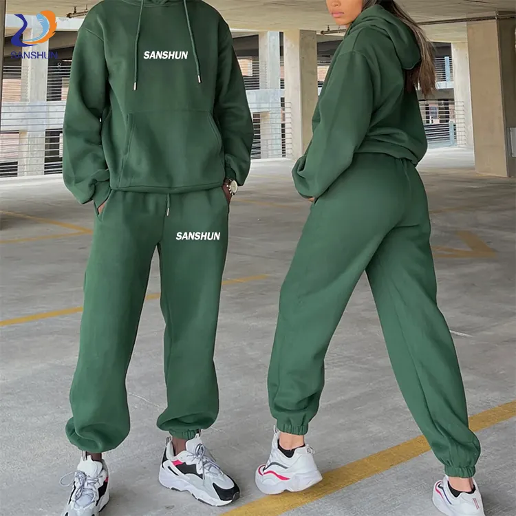 Ensemble de jogging deux pièces en polaire vierge de haute qualité Ensemble de pantalons de survêtement et de sweat à capuche pour homme avec logo personnalisé