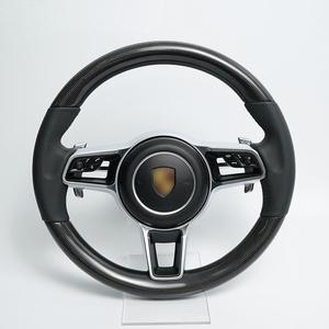 Volant Porsche en fibre de carbone, design sport à fond plat, avec rehaussement de la poignée, pièce de rechange pour la plupart des modèles - Product Image 1