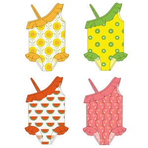 <span class=keywords><strong>Maillot</strong></span> <span class=keywords><strong>de</strong></span> <span class=keywords><strong>bain</strong></span> une pièce premium pour bébé fille en Spandex et Nylon, bretelles réglables, volants, imprimé floral - Product Image 1