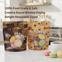 Sachet personnalisé imprimé pour biscuits, avec fenêtre transparente, refermable, en papier kraft, pour emballage de brownies, biscuits, lait et gelée