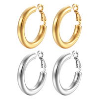 Boucles d'oreilles créoles circulaires couleur or, grandes boucles d'oreilles créoles rondes en acier inoxydable, cadeaux pour femmes