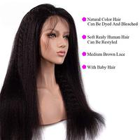 Perruque brésilienne Full Lace Wig pour femmes noires, cheveux naturels crépus lisses, couleur naturelle 1b