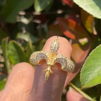 Bague unisexe en laiton plaqué or avec fleur en zircon, style hip-hop européen et américain, unique, tendance, simple, cadeau