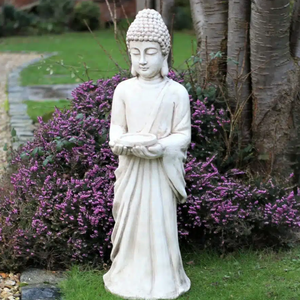 大理石の石像大きなサイズのデザイナー、タイシンガポール屋外ガーデン大きな立ち笑い仏 - Product Image 6