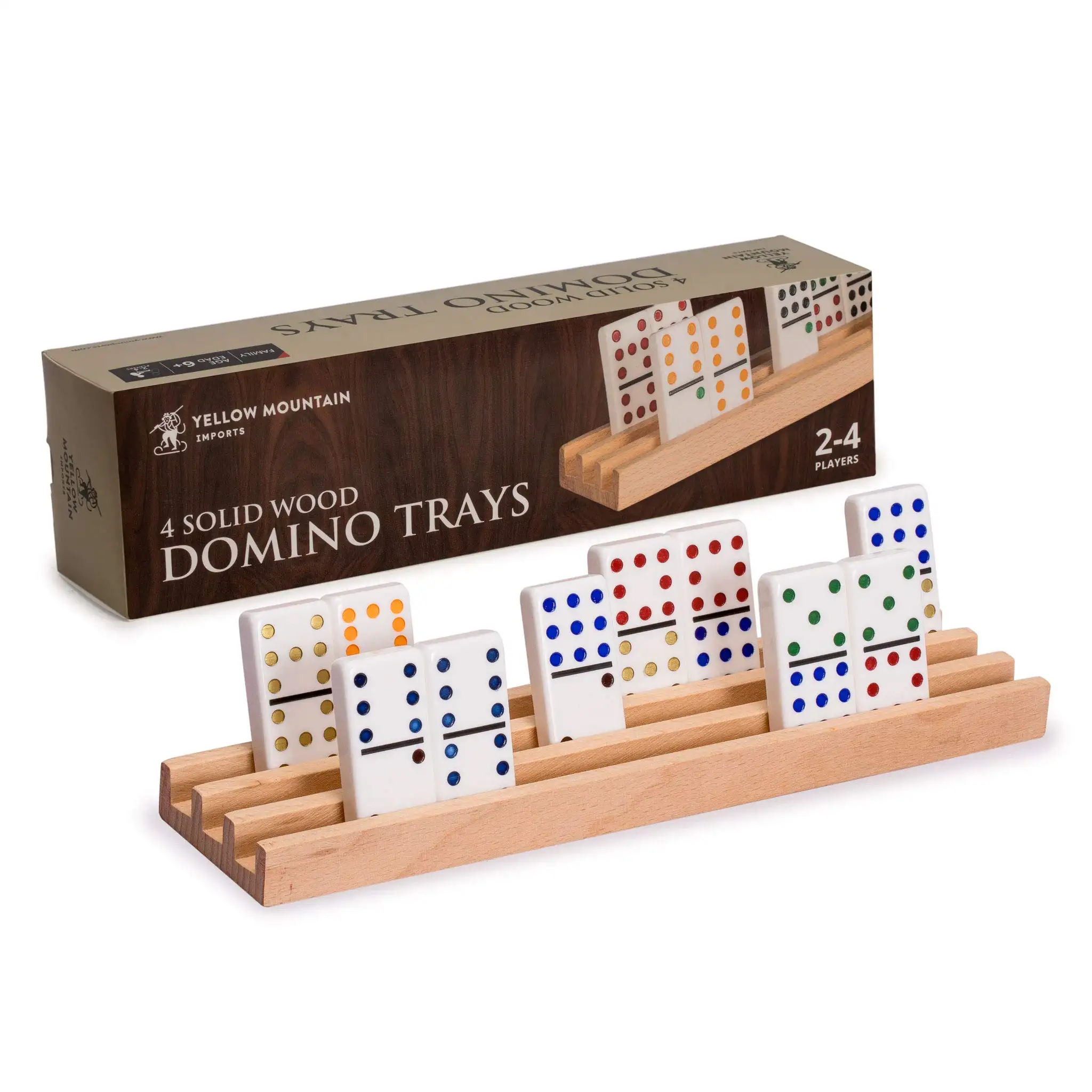 Wanhua đồ chơi bằng gỗ beechwood Domino kệ/khay thiết lập của 4 - Domino chủ sở hữu cho Mexican Train, chickenfoot và khác trò chơi domino