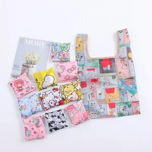 Mini Nylon Eco Shopping Bags Cartoon Kawaii Storage Sturdy Portable Grocery Reusable Foldable Tote Travel Bag Washable