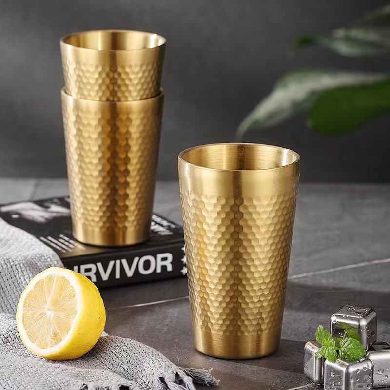 Taza Martillada Doble Capa 304 - Oro