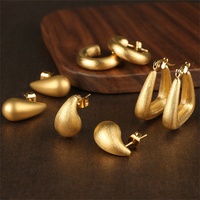 Pendientes colgantes de acero inoxidable chapados en oro de 18 quilates JUSTOP para mujer, modernos, con acabado esmerilado brillante, elegantes, con forma de gota de agua, joyería llamativa para fiestas.