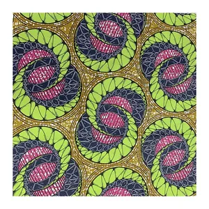 factory wholesale 2022 new design Polyester African Wax Print Fabric Cloth 6 Yards 115gsm