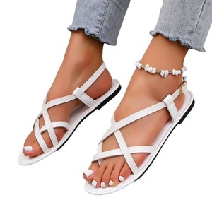 <b>Women</b> Strap <b>Gladiator</b> <b>Sandals</b> Ankle Elastic Band Open Toe Flat Heel Sexy PVC Casual Daily Footwear for Ladies - Product Image 5