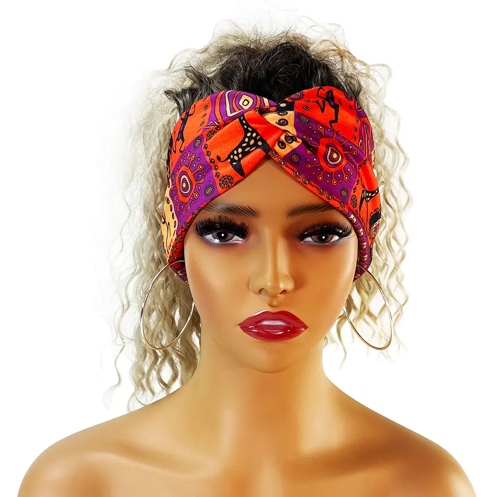 RTS Printed Flower Headband Customized Headband Twisting Sweat Absorbing Elastic Headband Bohemian Hair Band