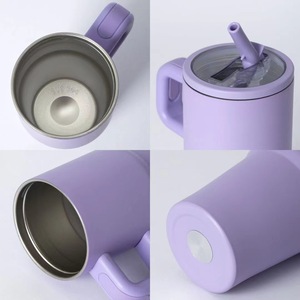 Vaso de acero inoxidable de 20 oz, libre de BPA, con pajita y asa, vaso de 20 oz con aislamiento al vacío. - Product Image 3