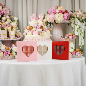 Boîtes en papier pour chocolats et bonbons à thème cœur pour la Saint-<span class=keywords><strong>Valentin</strong></span> avec inserts, diviseurs pour cadeaux <span class=keywords><strong>de</strong></span> fête, boîte à friandises à 16 compartiments avec fenêtre - Product Image 6
