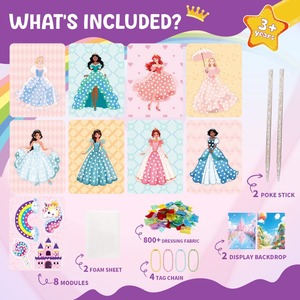 Nouveautés de Noël : Kit d'Art Créatif Poke Art Princesse DIY Unisexe en Plastique et Papier Écologique – Ensemble d'Art Fait Main Éducatif pour Tout-petits - Product Image 4