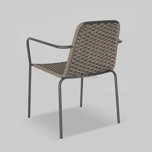 Muebles de cuerda para exteriores, silla con marco de metal, silla apilable de cuerda para restaurante - Product Image 4