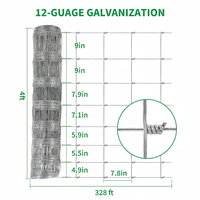 Clôture de ferme 50-200m, treillis métallique galvanisé à nœuds articulés, revêtement zinc épais, anti-escalade, pour bétail, moutons et ranchs