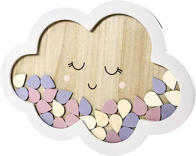 Cute personalized craft DECOR Wooden Guest Book Cloud Shape