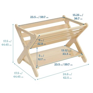 Natural Wood Kids Bookshelf 2 Tier Storage Rack For Children Room <b>Toy</b> <b>Organizer</b> Standing Type Rectangle Shape - Product Image 3