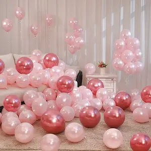 热卖10】2.2克粉珍珠乳胶气球双层镀铬乳胶气球生日快乐婚礼派对装饰