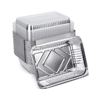 Bol rectangulaire en aluminium 232*173*41mm 1100ml avec couvercle en aluminium, écologique, qualité alimentaire PP, jetable, impression de logo personnalisée, pour barbecue