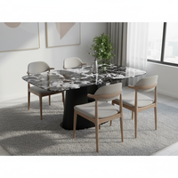 Ensemble de table à manger carrée en marbre imperméable de style nordique moderne de luxe pour 6 personnes, idéal pour les appartements, les hôtels, les écoles et les salons de villas