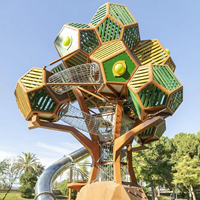 Équipement de jeu extérieur professionnel personnalisé pour aire de jeux, toboggan en acier inoxydable, arbre d'escalade, forêt, parc naturel 5x5x8m