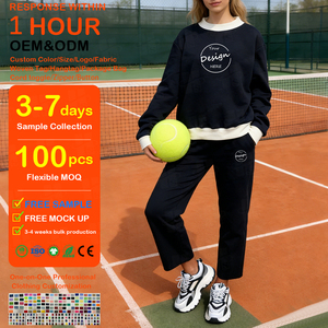 Conjunto Deportivo de Felpa para Mujer, Personalizado al por Mayor, con Bordado de Cadena, 330GSM, Diseño Holgado con Bloques de Color, para Gimnasio y Ejercicio al Aire Libre - Product Image 1