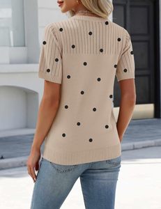Zeagoo – Hauts pull-over à manches courtes 100 % viscose pour femme, collection Printemps-Été 2026, col rond, blouses ajourées, style habillé décontracté, lavage en machine - Product Image 5