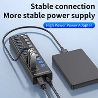 En stock 10-en-1 USB 3.0 HUB Station d'accueil Type C Hub avec commutateur ordinateur données multi-port séparateur indépendant pour ordinateur portable