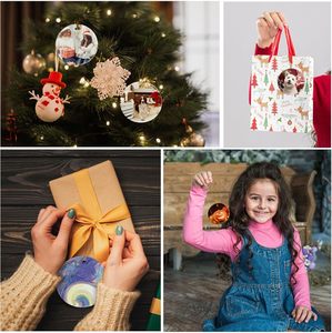3 Inch Round Circle Custom Sublimation Blank <b>Ceramic</b> Christmas <b>Ornaments</b> Flat Christmas <b>Ornament</b> - Product Image 5