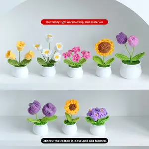 Bouquet de <span class=keywords><strong>fleurs</strong></span> artificielles en fil de crochet tricoté <span class=keywords><strong>à</strong></span> la main, cadeau de remise des diplômes pour enfants pour la décoration de la maison - Product Image 2