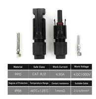 Conector Solar para Panel Solar IP67 IP68 Resistente al Agua 1000V 1500V 30A 35A 45A para Sistema Fotovoltaico