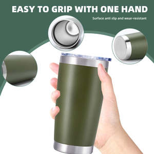 Gobelets isothermes en acier inoxydable de 20 oz avec revêtement en poudre, double paroi sous vide, avec couvercle, pour boissons chaudes et froides, vente en gros - Product Image 4