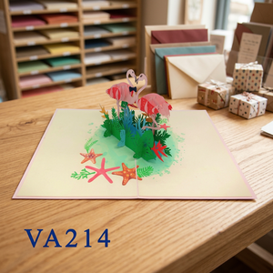 Tarjeta 3D Pop-up de Pareja de Flamencos, Hecha a Mano en Hanói, Diseño de Papel Personalizado, Artesanía para San Valentín y Año Nuevo, Corte Láser, Viet-craft - Product Image 5